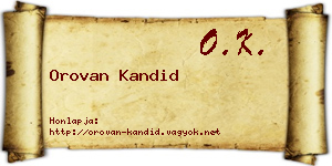 Orovan Kandid névjegykártya